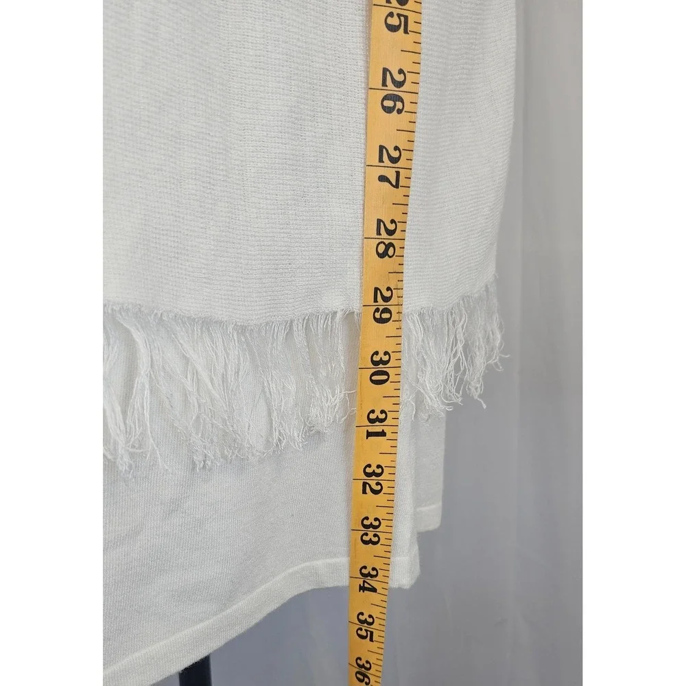 Theory Jurinzi Fringe Hem Dress Ivory Linen Blend Sleeveless‎ Shift L Minimalist
